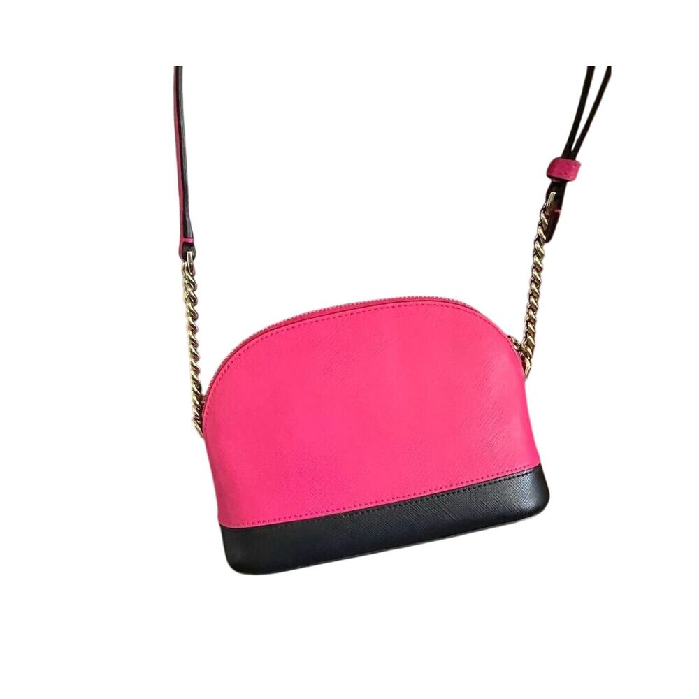 Kate Spade Piink Small Dome Crossbody Shocking Magenta Navy Saffiano Spencer - Picture 2 of 9